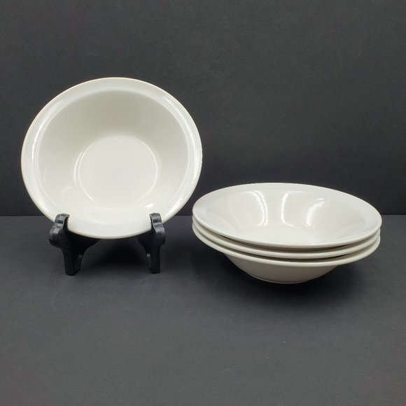Mount Clemens Pottery Individual Pasta Shallow Serving Large Soup Bowls Ivory - Picture 1 of 7